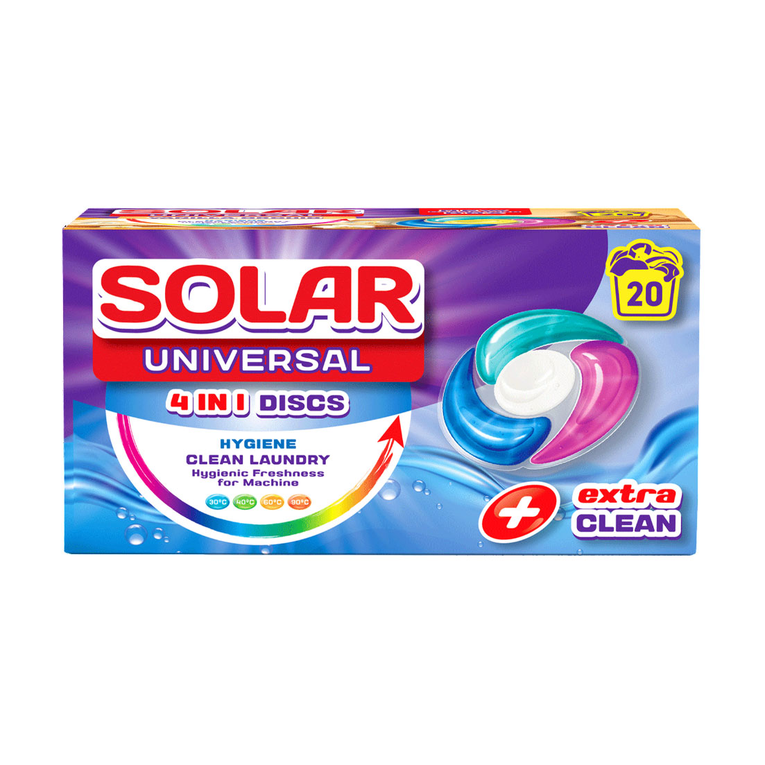 Капсули для прання 4 в 1 Solar Universal, 20 циклів прання, 20 шт
