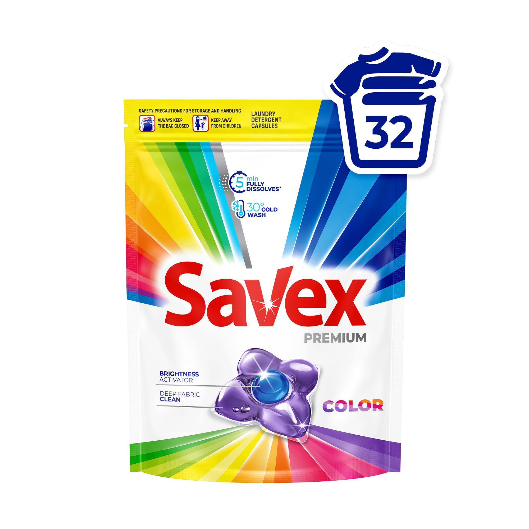 Капсули для прання Savex Premium Color, 32 цикли прання, 32 шт